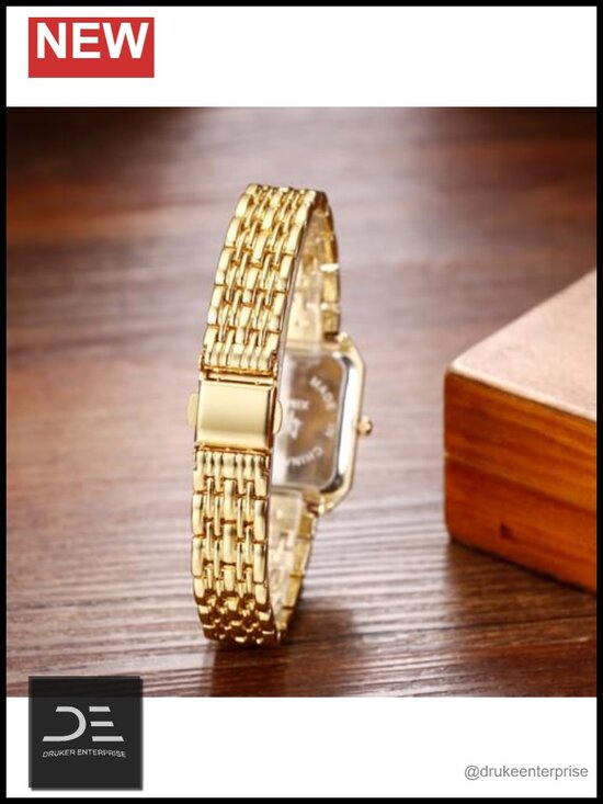 Gold Square Stainless Steel Watch Analog Quartz Elegant Bracelet Wrist Watch main image 6